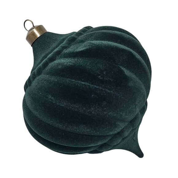 Oversized Green Flocked Teardrop Christmas Ornaments, Set of 2 - Picture 3 of 4